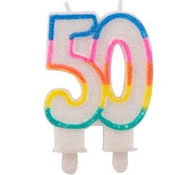 Folat 50th Birthday Glitter Candle | 1 piece
