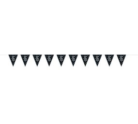 Flag Garland 16 Years Glitz Silver-Black | 2.75 meters