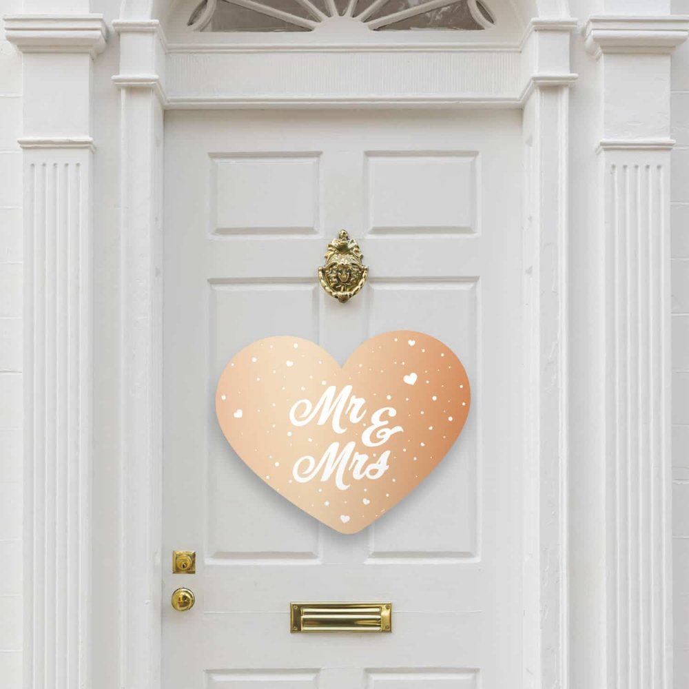 Wedding Door Sign Rose Gold Mr. Mrs. | 1 piece