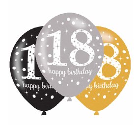 Riethmüller Ballons dorés scintillants pour 18e anniversaire, 28 cm | 6 pièces