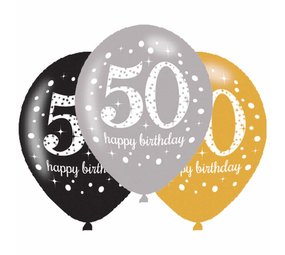 Funkelnde Luftballons zum 50. Geburtstag | 6 Stück