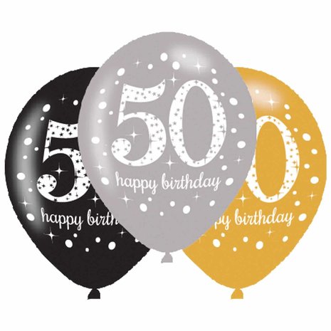 50th Birthday Balloon Sparkling Birthday | 6 pieces