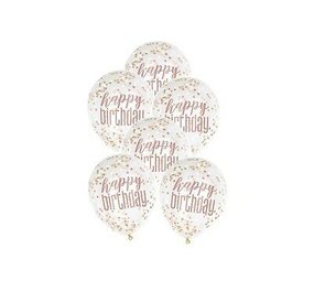 Unique Party Confetti Balloons Rose Gold Glitter 30cm | 6 pieces