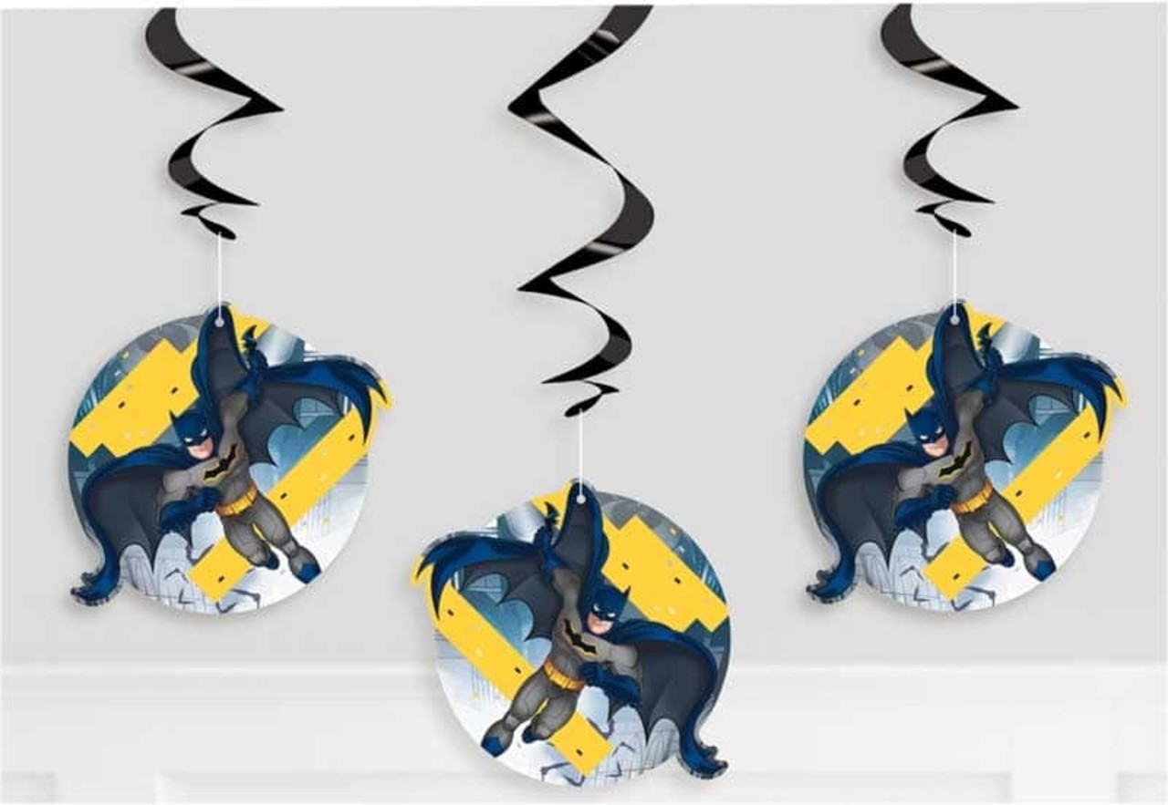 Unique Party Hanging Decoration Swirls Batman 66cm | 3 pieces