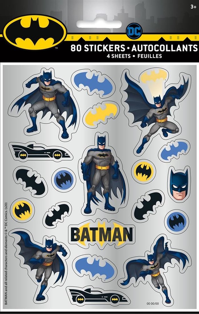 Unique Party Stickers Batman 4 velletjes met 20 stickers Unique Party Stickers Batman 4 velletjes met 20 stickers