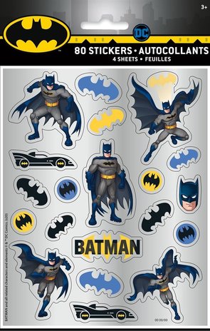 Unique Party Stickers Batman 4 velletjes met 20 stickers Unique Party Stickers Batman 4 velletjes met 20 stickers