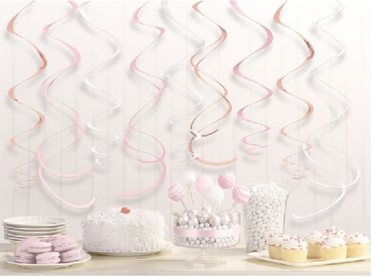 Decoratie swirl rose goud blush | 12 stuks