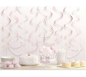 Rose gold blush swirl decoration | 12 pieces