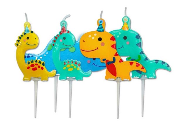 Creative Converting Dino Cake Candles 7cm | 5 pieces