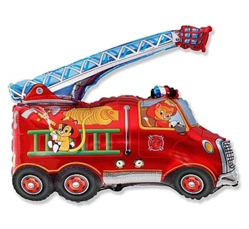 Flexmetal Feuerwehr-Drehleiterwagen-Folienballon 80 cm | pro Stück