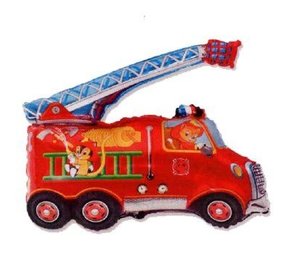 Flexmetal Feuerwehr-Drehleiterwagen-Folienballon 30 cm | pro Stück