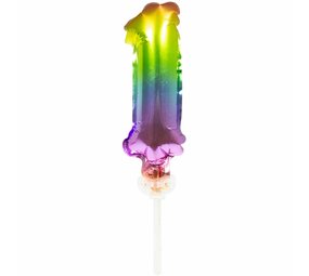 WeFiesta Folieballon Taart Topper Regenboog Cijfer 1 | 13 cm WeFiesta Folieballon Taart Topper Regenboog Cijfer 1 | 13 cm