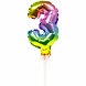 WeFiesta Décoration de gâteau en forme de ballon en aluminium, chiffre 3 arc-en-ciel | 13 cm