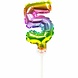WeFiesta Foil Balloon Cake Topper Rainbow Number 5 | 13 cm