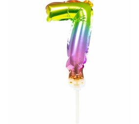 WeFiesta Folieballon Taart Topper Regenboog Cijfer 7 | 13 cm WeFiesta Folieballon Taart Topper Regenboog Cijfer 7 | 13 cm