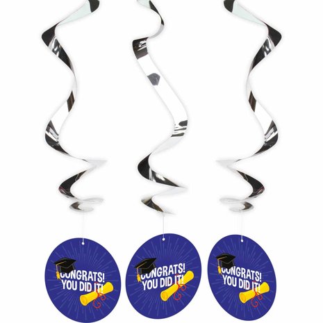 Decoratie swirls Congrats! You did it! | 3 stuks Decoratie swirls Congrats! You did it! | 3 stuks