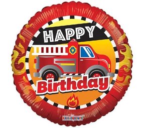 Kaleidoscope Ballon en aluminium « Joyeux anniversaire pompier » 45 cm | à l’unité
