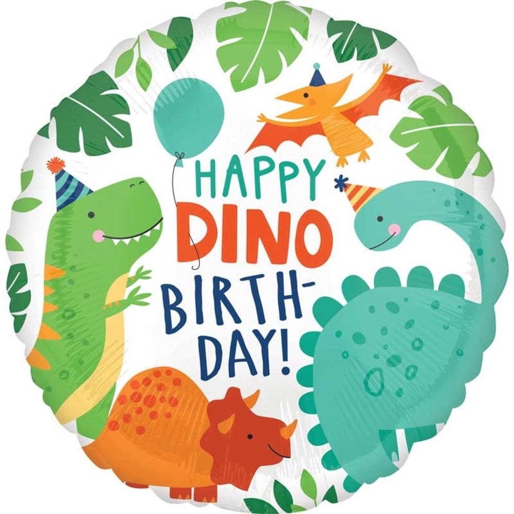 Riethmüller Ballon en aluminium Dinosaure Joyeux Anniversaire 43 cm | à l'unité