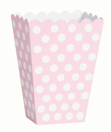 Unique Party Pink treat box with white dots 12x13 cm | 8 pieces