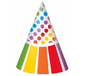 Chapeaux à pois arc-en-ciel et à rayures | 8 pièces