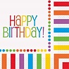 Servet Regenboog stip-streep Happy Birthday | 16 stuks Servet Regenboog stip-streep Happy Birthday | 16 stuks