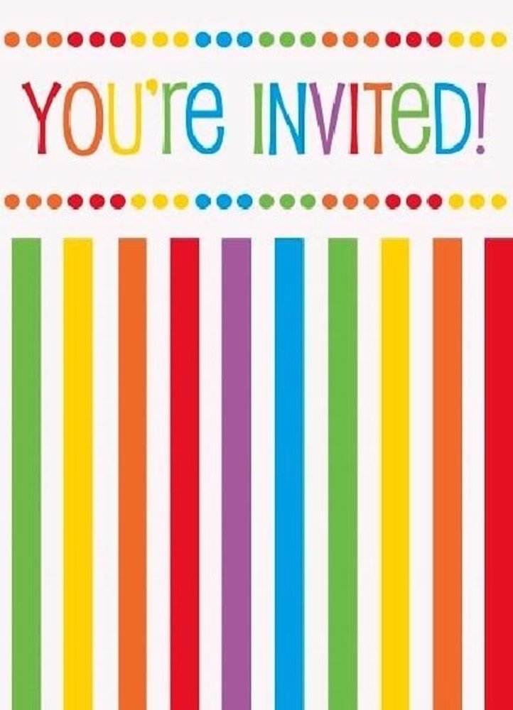 Rainbow Dot & Stripe Invitation | 8 pieces