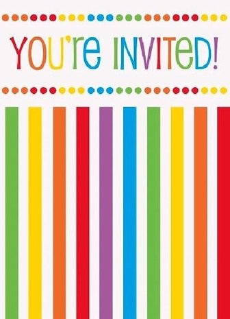Rainbow Dot & Stripe Invitation | 8 pieces