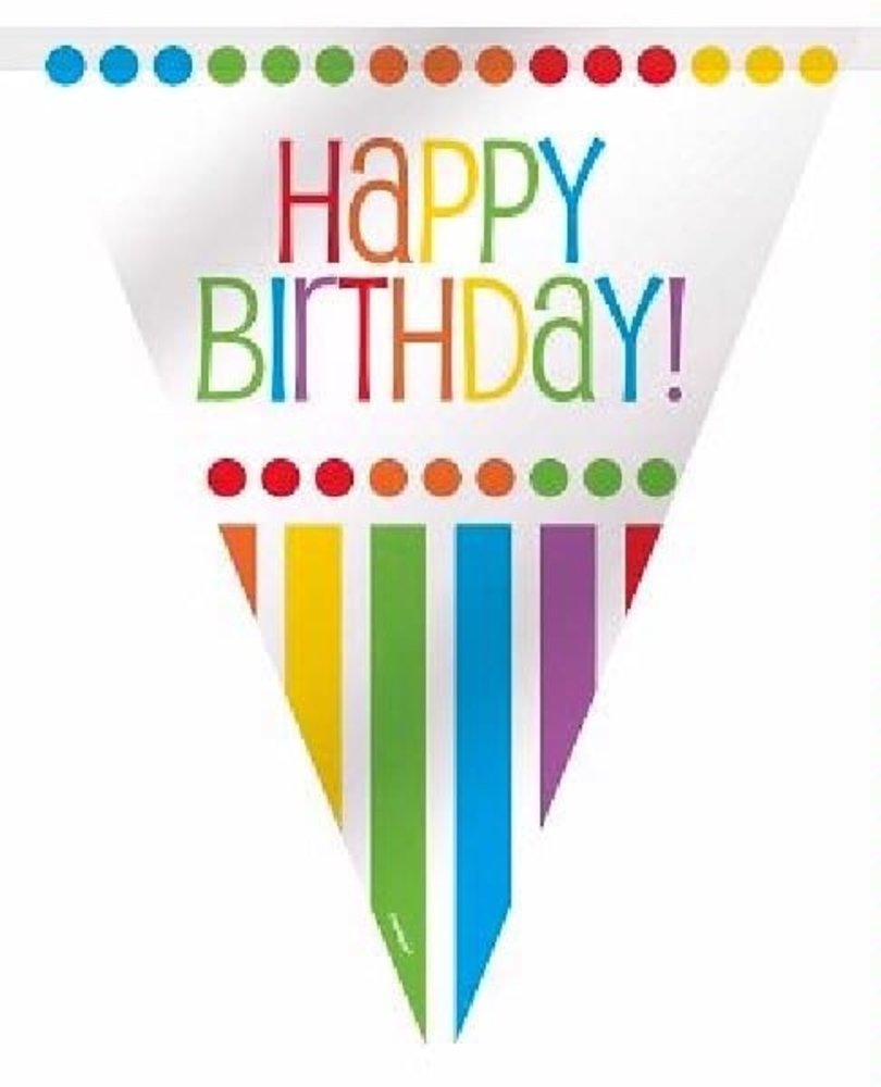 Regenbogengirlande mit Punkten und Streifen – Alles Gute zum Geburtstag