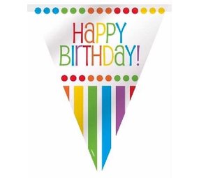 Guirlande arc-en-ciel à pois et rayures Joyeux anniversaire