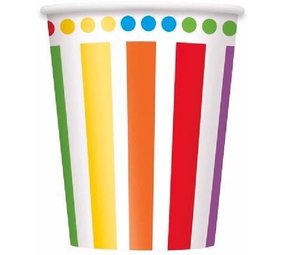 Rainbow Dot-Stripe Mug 270 ml | 8 pieces