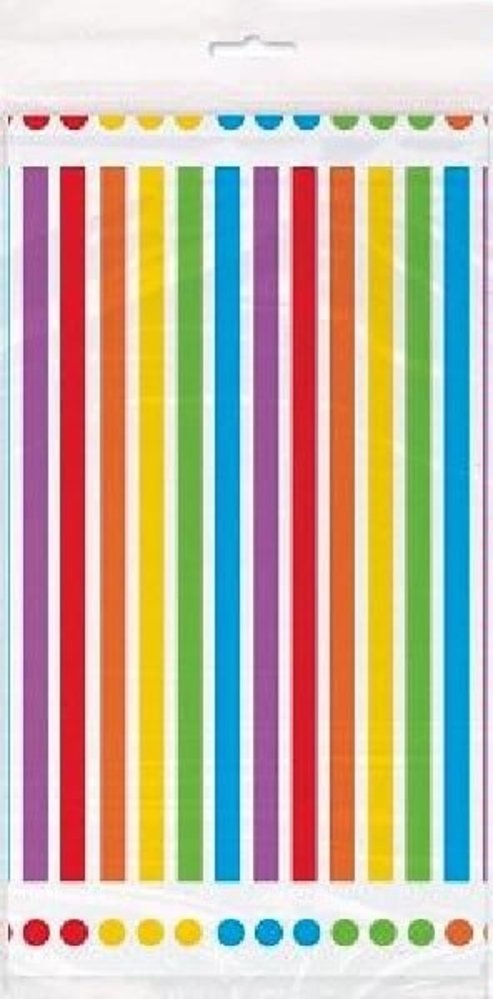 Unique Party Tischdecke mit Regenbogen-Punkt-Streifen-Muster, 137 x 213 cm | pro Stück