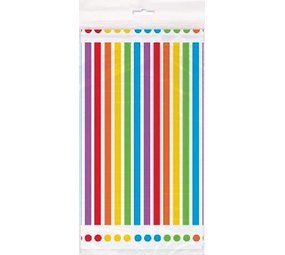 Unique Party Tafelkleed Regenboog Stip-Streep 137x213cm | per stuk Unique Party Tafelkleed Regenboog Stip-Streep 137x213cm | per stuk