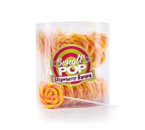 Felko Lolly Swigle Pop Mini Banaan Aardbei 12 gr. | 50 stuks in silo Felko Lolly Swigle Pop Mini Banaan Aardbei 12 gr. | 50 stuks in silo