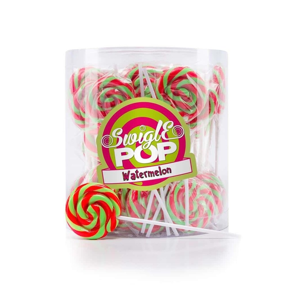 Lolly Swigle Pop Mini Watermeloen 12 gr. | 50 stuks in silo Lolly Swigle Pop Mini Watermeloen 12 gr. | 50 stuks in silo