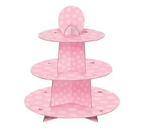 présentoir à cupcakes rose à pois