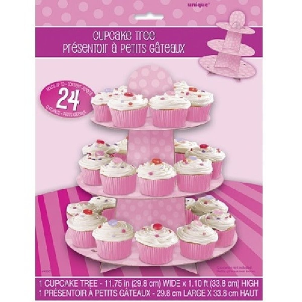 Rosa Cupcake-Ständer mit Punkten