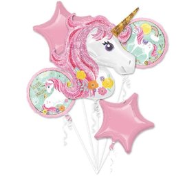 Anagram Magischer Einhorn-Folienballonstrauß | 5-teilig