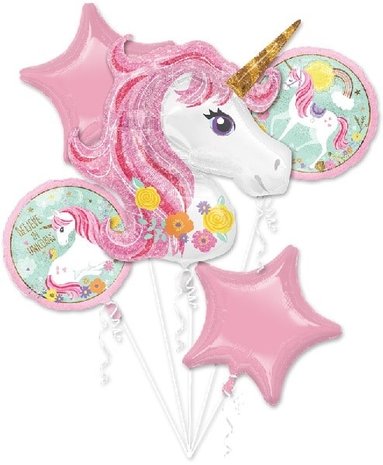Anagram Magischer Einhorn-Folienballonstrauß | 5-teilig