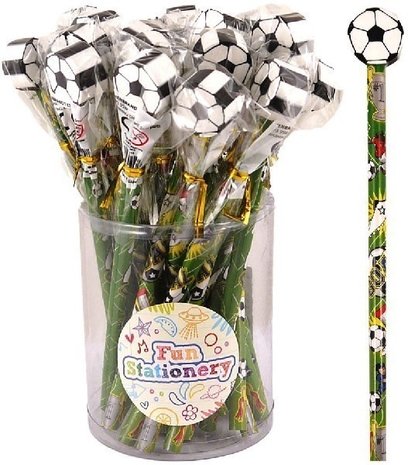 Henbrandt Fußball-Bleistift mit Radiergummi, 19 cm | 24 Stück