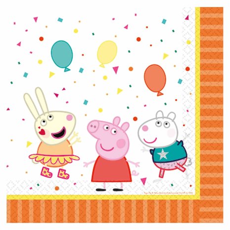 Amscan Peppa Pig „Konfetti-Party“-Servietten, 33 x 33 cm | 16 Stück