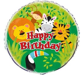 Unique Party Safari Happy Birthday Foil Balloon 46cm | per piece