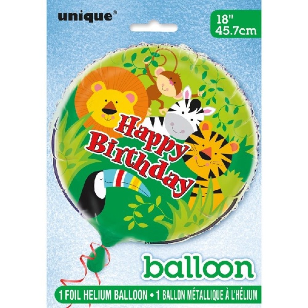 Unique Party Safari Happy Birthday Folie Ballon 46cm | per stuk Unique Party Safari Happy Birthday Folie Ballon 46cm | per stuk