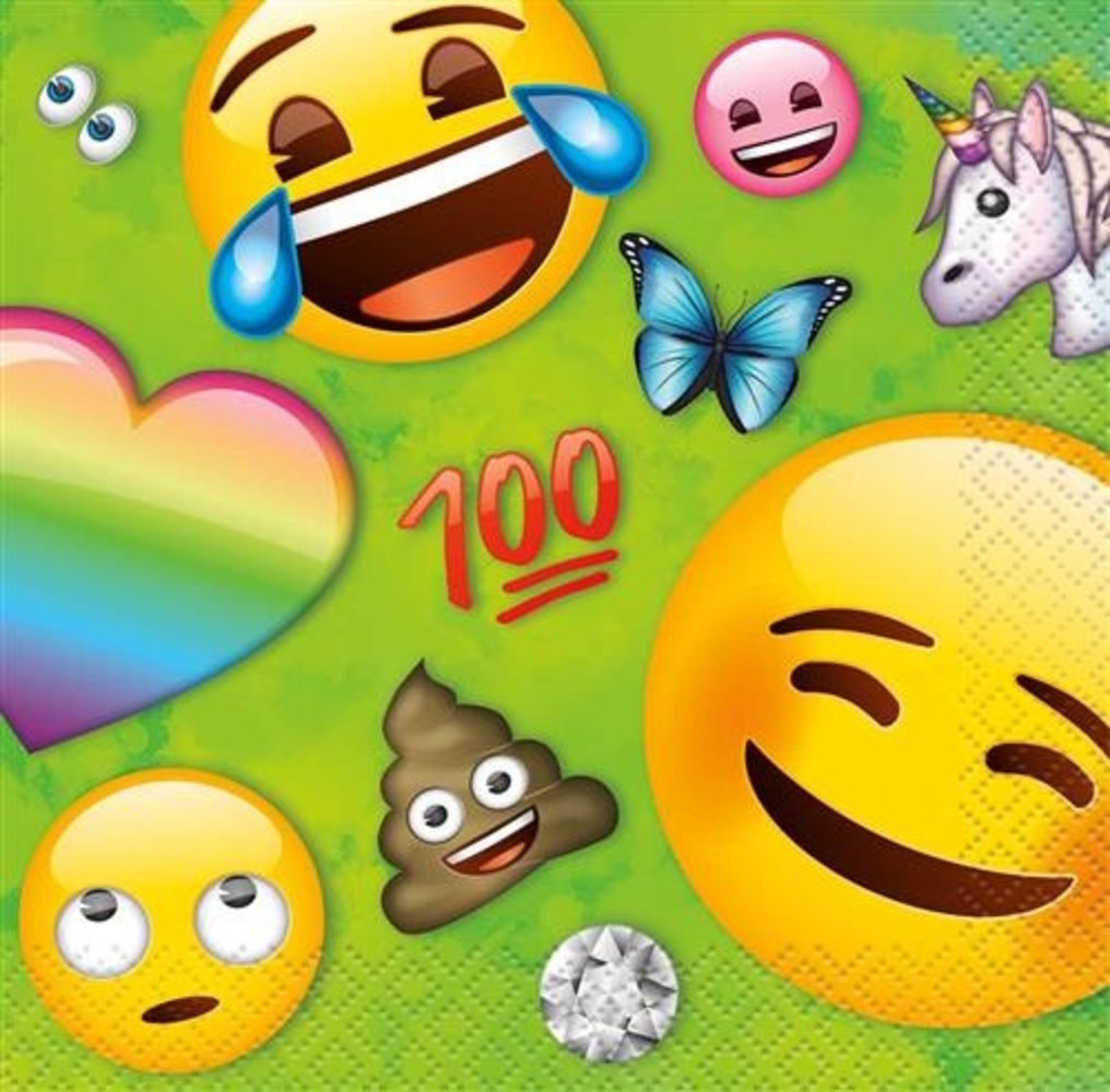 Servietten-Emojis, Regenbogenfarben, 25 x 25 cm | 16 Stück