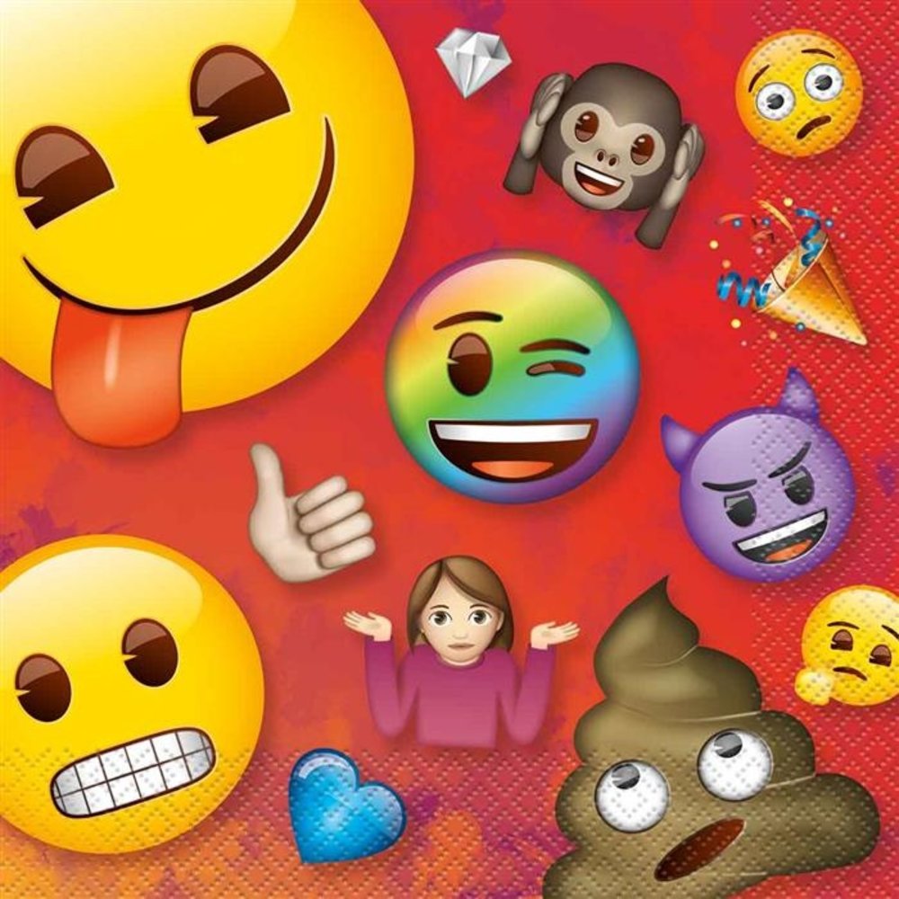 Unique Party Serviettes Emoji Run Arc-en-ciel 33x33cm | 16 pièces
