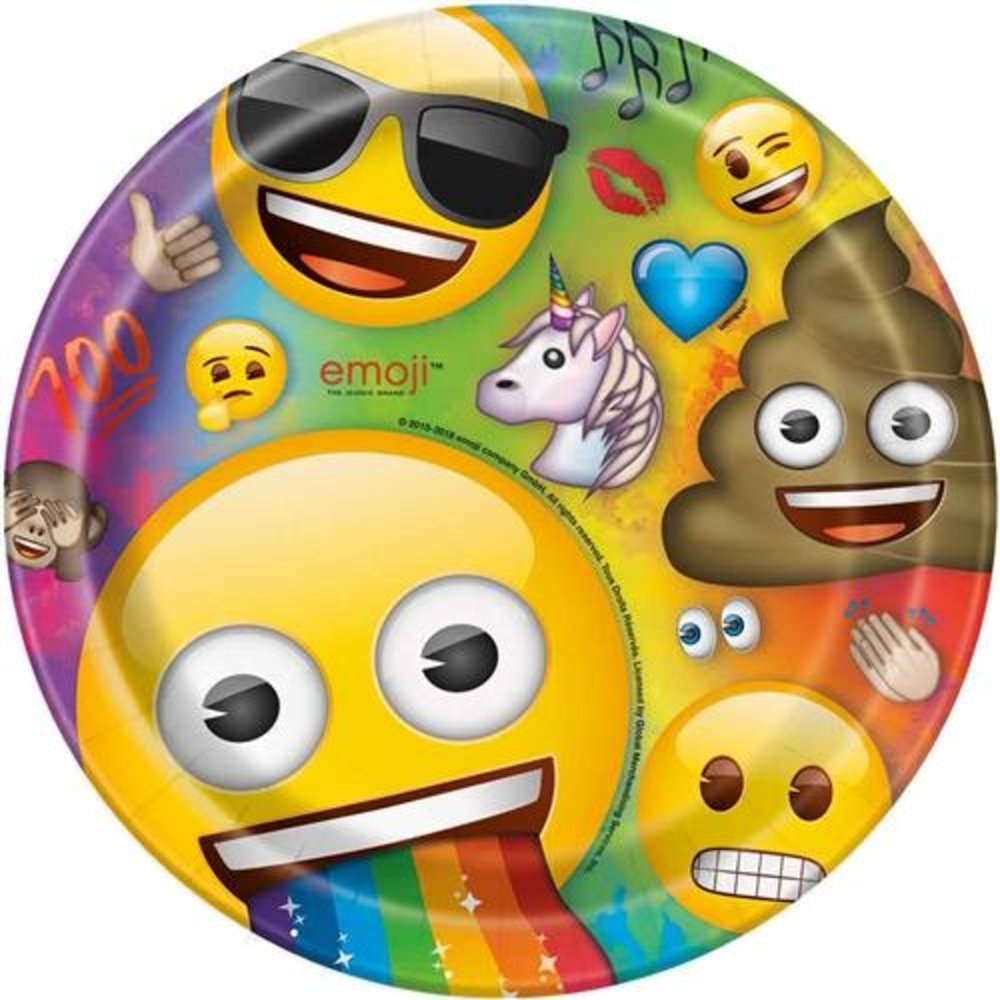 Unique Party Bord Emoji fun rainbow 23cm | 8 stuks Unique Party Bord Emoji fun rainbow 23cm | 8 stuks