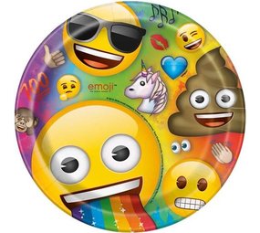 Unique Party Plate Emoji fun rainbow 23cm | 8 pieces