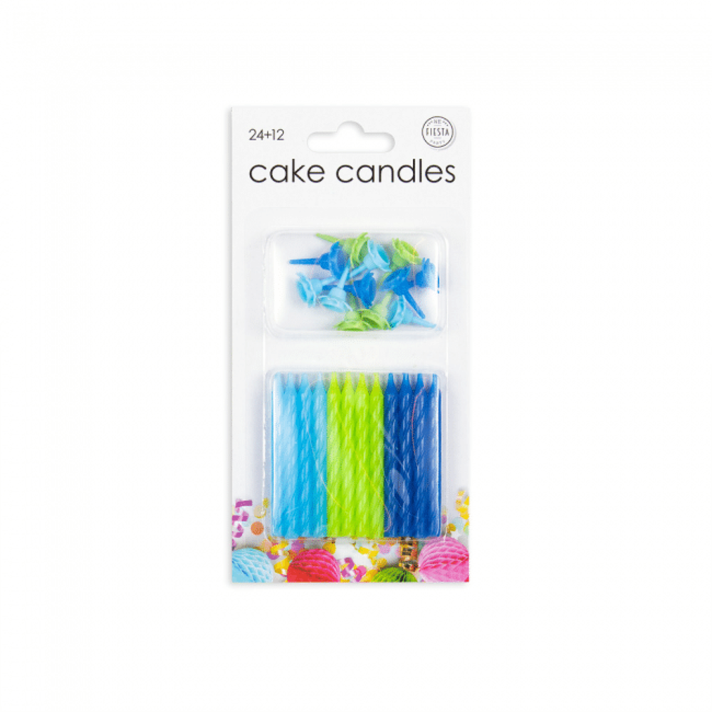 WeFiesta Blue - green cake candles | 24 pieces