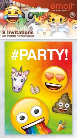 Emoji-Spaß-Regenbogen-Einladung | 8 Stück