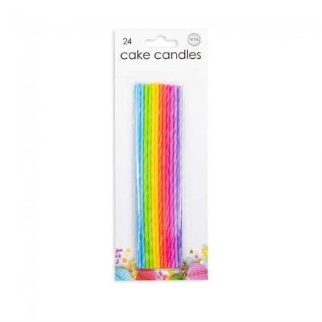 WeFiesta Gekleurde taartkaarsjes XL | 24 stuks WeFiesta Gekleurde taartkaarsjes XL | 24 stuks