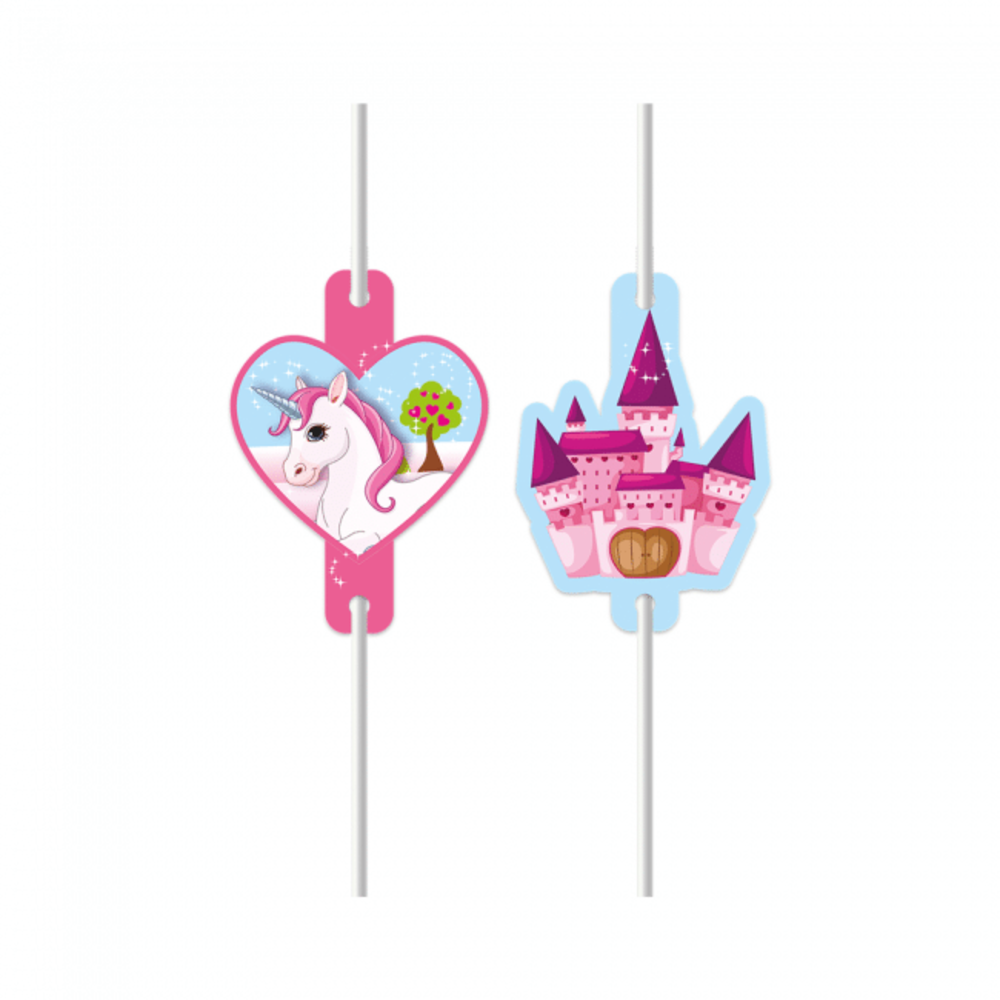 Procos Party Pailles en papier Château de Licorne | 4 pièces